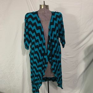 LuLaRoe Lindsay Cardigan teal and black chevron